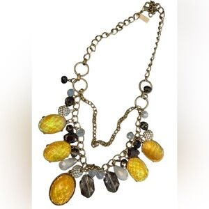 #630‎ INC International Concepts Gold and Yellow Statement Charm Necklace